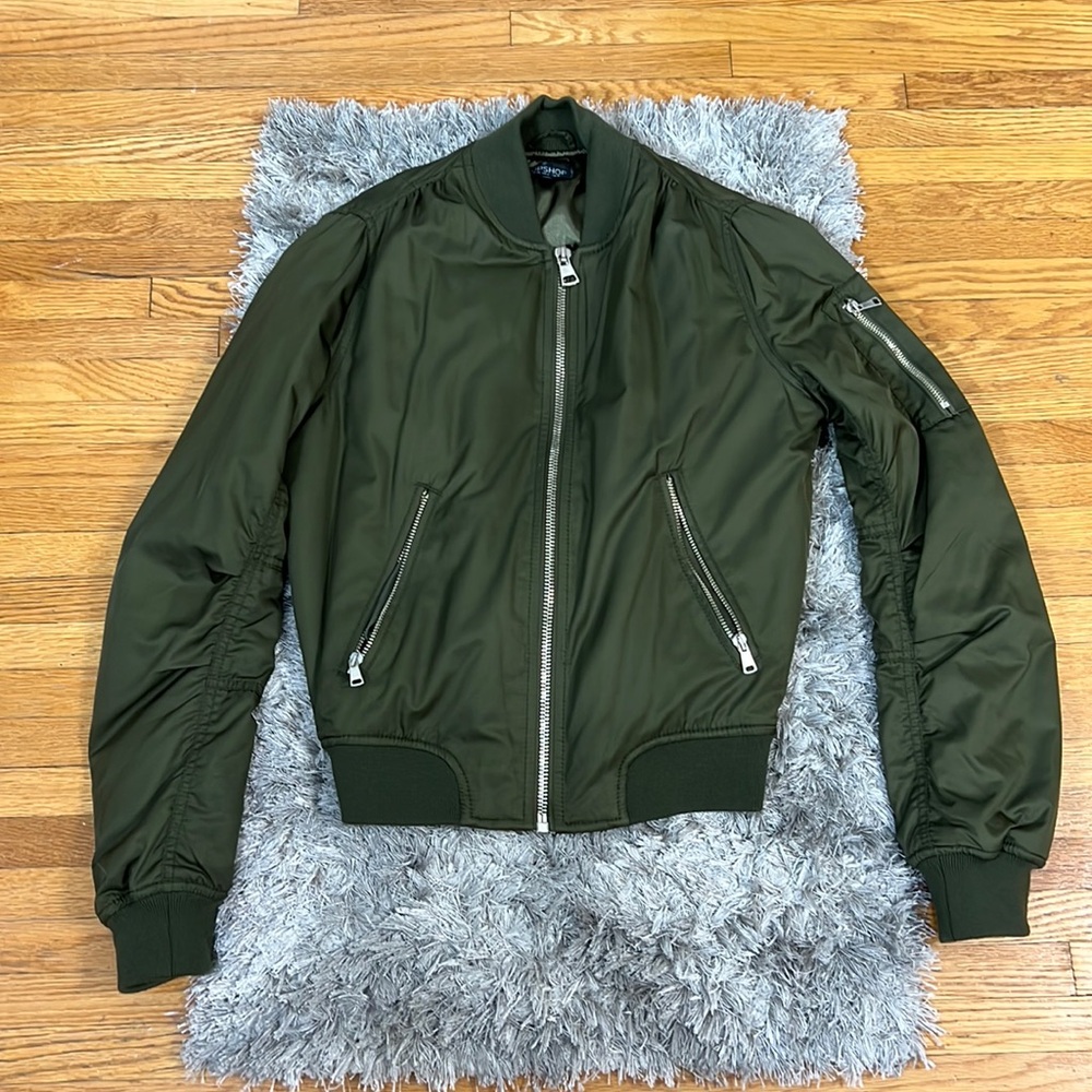 Topshop Green Bomber Jacket